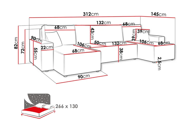 Magston 4-sits Hörnbäddsoffa - Products - Möbler - Soffa - Bäddsoffa - Hörnbäddsoffa