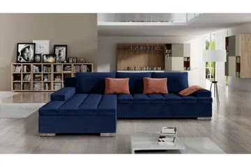 Naoma 4-sits Bäddsoffa Vänster - Blå - Products - Möbler - Soffa - Bäddsoffa - Bäddsoffa divan