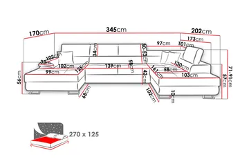 Reginia 8-sits Bäddsoffa - Grå/Svart - Products - Möbler - Soffa - Bäddsoffa - Bäddsoffa divan