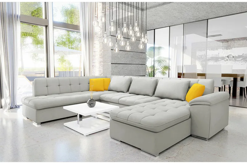 Sakri 5-sits Hörnbäddsoffa Ljusgrå - Products - Möbler - Soffa - Bäddsoffa - Hörnbäddsoffa