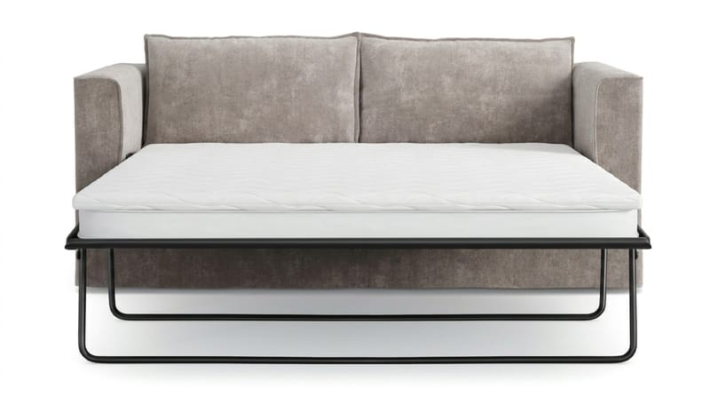 Travstad 3-sits Bäddsoffa med HVILA Bäddmadrass 140x200 cm Latex med Tvättbar klädsel - Grå/Vit - Products - Möbler - Soffa - Bäddsoffa - 3 sits bäddsoffa