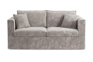 Travstad 3-sits Bäddsoffa med HVILA Bäddmadrass 140x200 cm Latex med Tvättbar klädsel, Grå/Vit