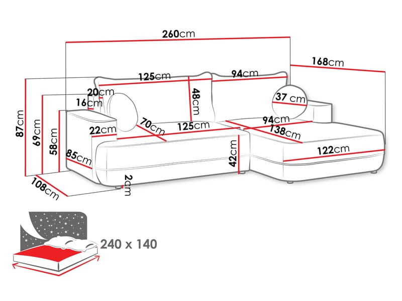 Uppland Bäddsoffa med Divan 3-sits - Beige - Products - Möbler - Soffa - Bäddsoffa - Bäddsoffa divan