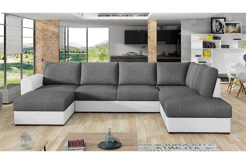 Wilma 6-sits Bäddsoffa - Grå/Vit - Products - Möbler - Soffa - Bäddsoffa - Bäddsoffa längsbäddad