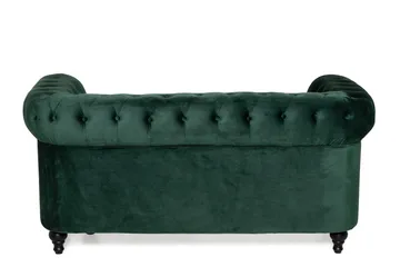 Chesterfield Lyx 2-sits Liten sammetssoffa - Djup soffa 160 cm bred - Mörkgrön - Products - Möbler - Soffa - Sammetssoffa