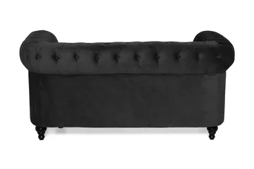 Chesterfield Lyx 2-sits Liten sammetssoffa - Djup soffa 160 cm bred - Svart - Products - Möbler - Soffa - Sammetssoffa