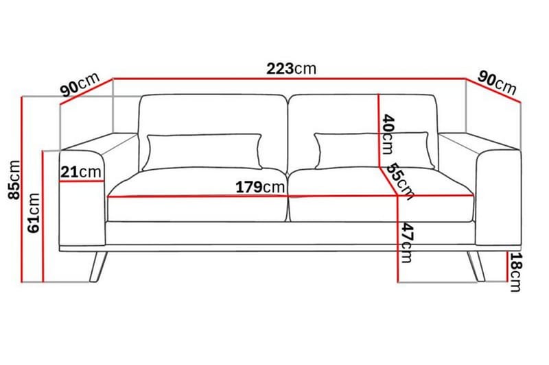 Copenhagen 3-sits Manchestersoffa - Rosa - Products - Möbler - Soffa - 3 sits soffa