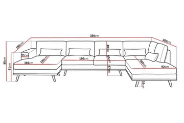 Copenhagen 5-sits Högervänd U-formad Soffa med Divan och Schäslong i Manchester - Rosa - Products - Möbler - Soffa - U-soffa