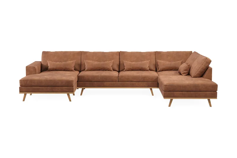 Copenhagen 5-sits Vänstervänd U-formad Large Soffa med Divan och Schäslong i Konstläder, Brun
