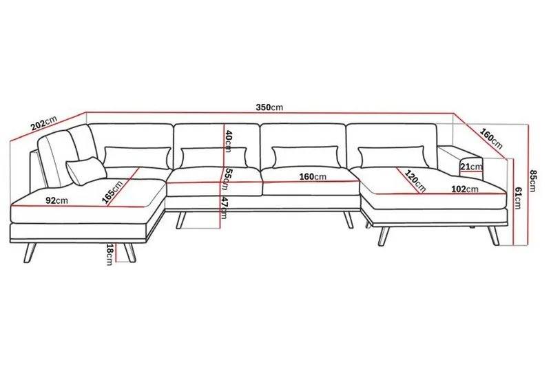 Copenhagen 5-sits Vänstervänd U-formad Large Soffa med Divan och Schäslong i Sammet - Beige - Products - Möbler - Soffa - Sammetssoffa