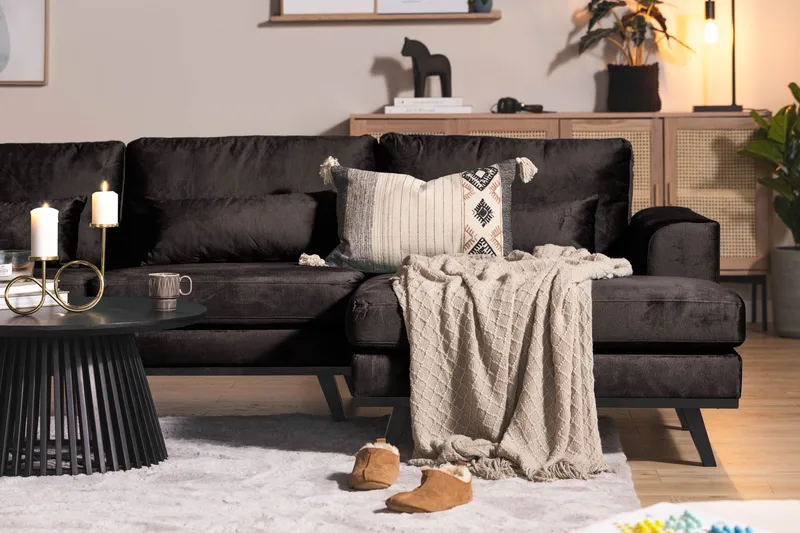 Copenhagen 5-sits Vänstervänd U-formad Soffa med Divan och Schäslong i Sammet - Mörkgrå - Products - Möbler - Soffa - Sammetssoffa