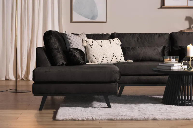 Copenhagen 5-sits Vänstervänd U-formad Soffa med Divan och Schäslong i Sammet - Mörkgrå - Products - Möbler - Soffa - Sammetssoffa