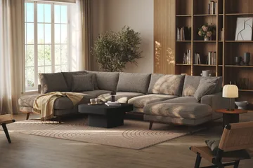 Copenhagen Premium 5-sits Vänstervänd U-formad Djup Soffa med Divan och Schäslong i Chenille - Brun - Products - Möbler - Soffa - U-soffa