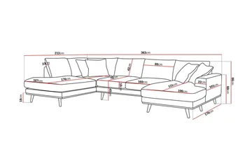 Copenhagen Premium 5-sits Vänstervänd U-formad Djup Soffa med Divan och Schäslong i Chenille - Grå - Products - Möbler - Soffa - U-soffa