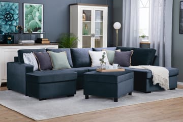 Crazy 4-sits Högervänd U-formad Large Soffa med Divan och Schäslong i Sammet - Blå - Products - Möbler - Soffa - U-soffa