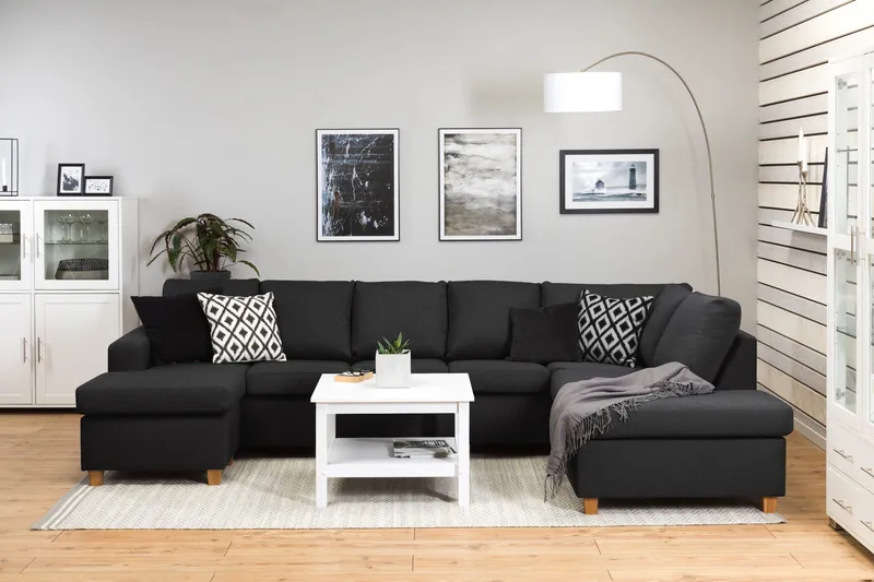 Crazy 5-sits Högervänd U-formad X-Large Soffa med Divan och Schäslong i Tyg - Antracit - Products - Möbler - Soffa - U-soffa