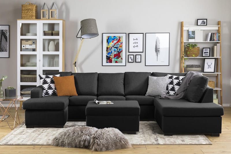 Crazy 5-sits Högervänd U-formad X-Large Soffa med Divan och Schäslong i Tyg - Antracit - Products - Möbler - Soffa - U-soffa