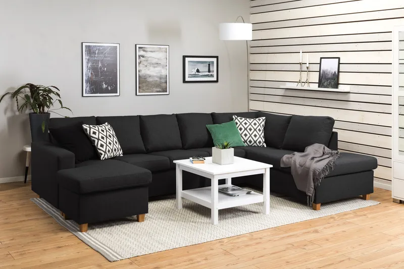 Crazy 5-sits Högervänd U-formad X-Large Soffa med Divan och Schäslong i Tyg - Antracit - Products - Möbler - Soffa - U-soffa