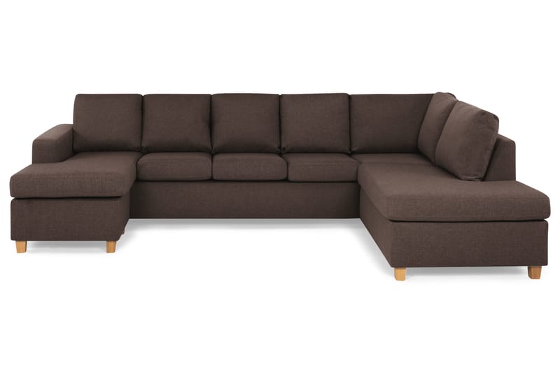 Crazy 5-sits Högervänd U-formad X-Large Soffa med Divan och Schäslong i Tyg, Brun