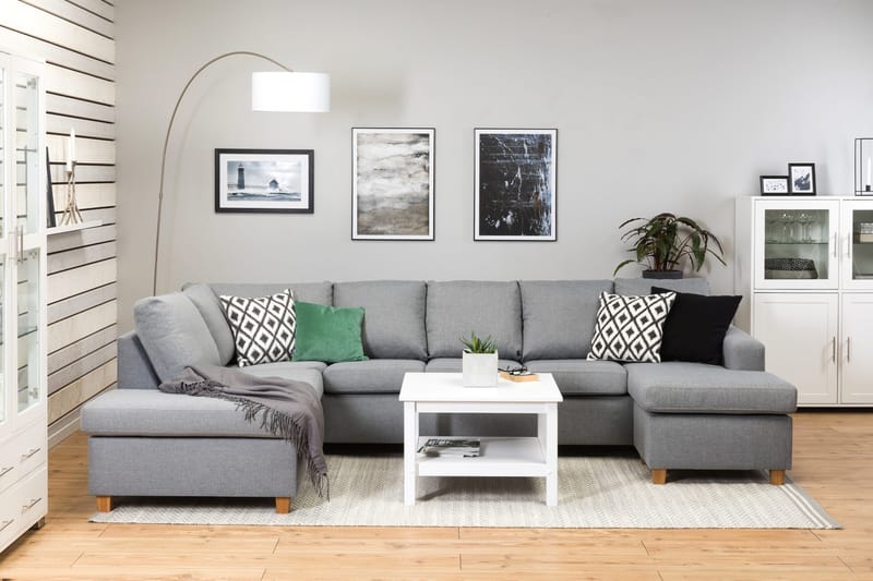 Crazy 5-sits Vänstervänd U-formad Soffa med Divan och Schäslong i Tyg - Grå - Products - Möbler - Soffa - U-soffa
