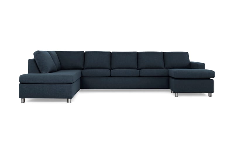 Crazy 5-sits Vänstervänd U-formad X-Large Soffa med Divan och Schäslong i Tyg, Blå