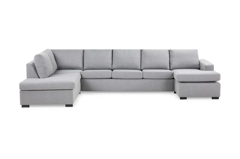 Crazy 5-sits Vänstervänd U-formad X-Large Soffa med Divan och Schäslong i Tyg, Grå