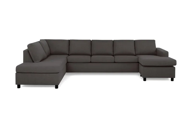 Crazy 5-sits Vänstervänd U-formad X-Large Soffa med Divan och Schäslong i Tyg, Mörkgrå