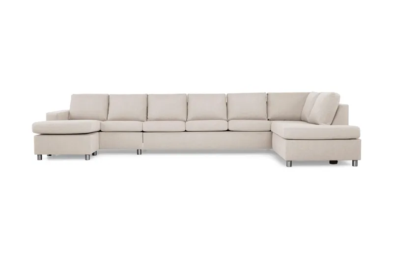Crazy 6-sits Högervänd U-formad XX-Large Soffa med Divan och Schäslong i Tyg, Beige