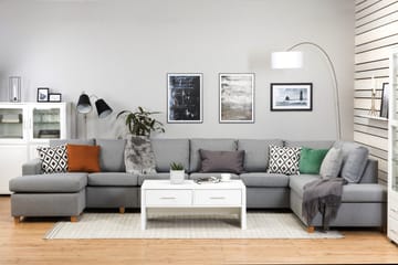 Crazy 6-sits Högervänd U-formad XX-Large Soffa med Divan och Schäslong i Tyg - Grå - Products - Möbler - Soffa - U-soffa