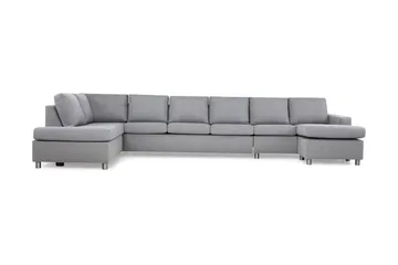 Crazy 6-sits Vänstervänd U-formad XX-Large Soffa med Divan och Schäslong i Tyg, Grå