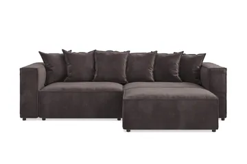 Cubo 4-sits L-formad Djup Modulsoffa med Divan i Sammet - Mörkgrå - Products - Möbler - Soffa - Divansoffa & schäslongsoffa