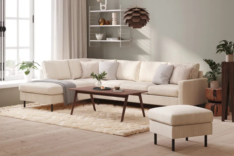 Peppe 4-sits Vänstervänd L-formad Schäslongsoffa i Manchester - Beige - Products - Möbler - Soffa - Divansoffa & schäslongsoffa - 4 sits soffa med divan