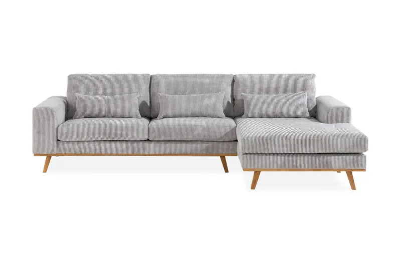 Copenhagen 4-sits Högervänd L-formad Divansoffa i Manchester, Ljusgrå