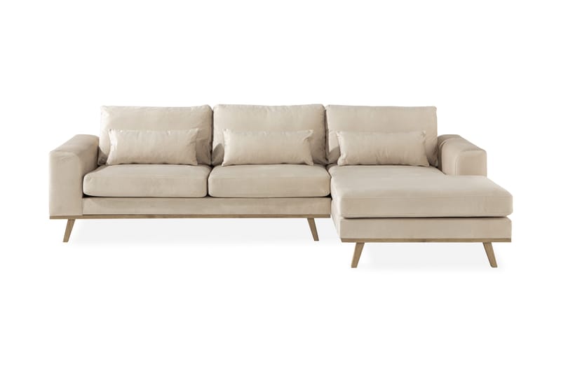 Copenhagen 4-sits Högervänd L-formad Divansoffa i Sammet, Beige