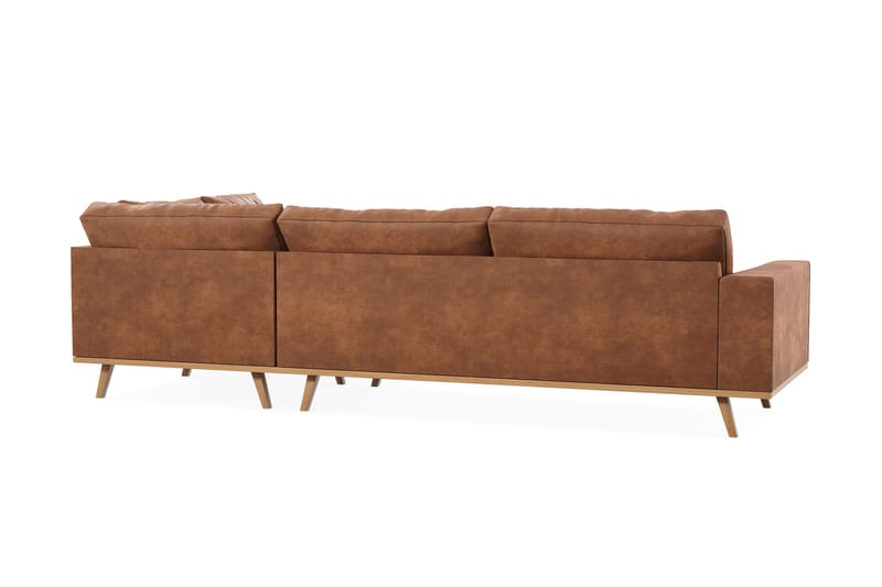 Copenhagen 4-sits Högervänd L-formad Schäslongsoffa i Konstläder - Brun - Products - Möbler - Soffa - Divansoffa & schäslongsoffa - 4 sits soffa med divan
