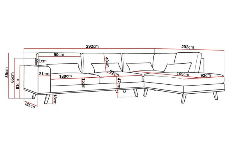 Copenhagen 4-sits Högervänd L-formad Schäslongsoffa i Manchester - Mörkgrön - Products - Möbler - Soffa - Divansoffa & schäslongsoffa - 4 sits soffa med divan