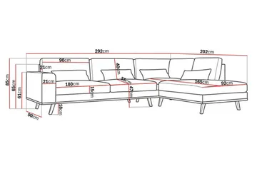 Copenhagen 4-sits Högervänd L-formad Schäslongsoffa i Tyg - Brun - Products - Möbler - Soffa - Divansoffa & schäslongsoffa - 4 sits soffa med divan