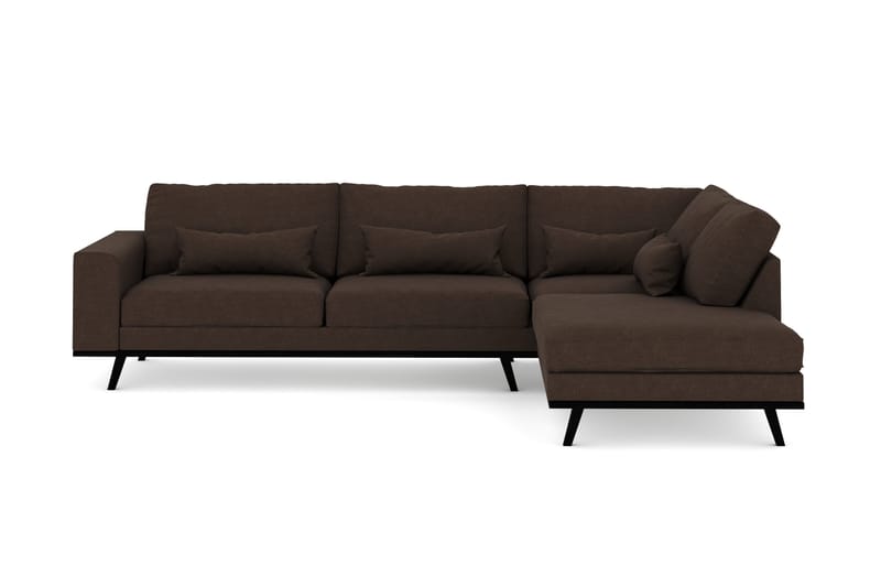 Copenhagen 4-sits Högervänd L-formad Schäslongsoffa i Tyg, Brun