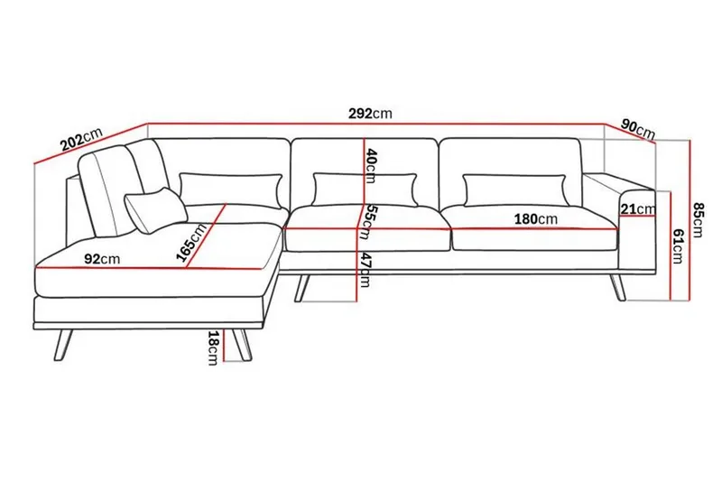 Copenhagen 4-sits Vänstervänd L-formad Schäslongsoffa i Konstläder - Mörkgrå - Products - Möbler - Soffa - Divansoffa & schäslongsoffa - 4 sits soffa med divan