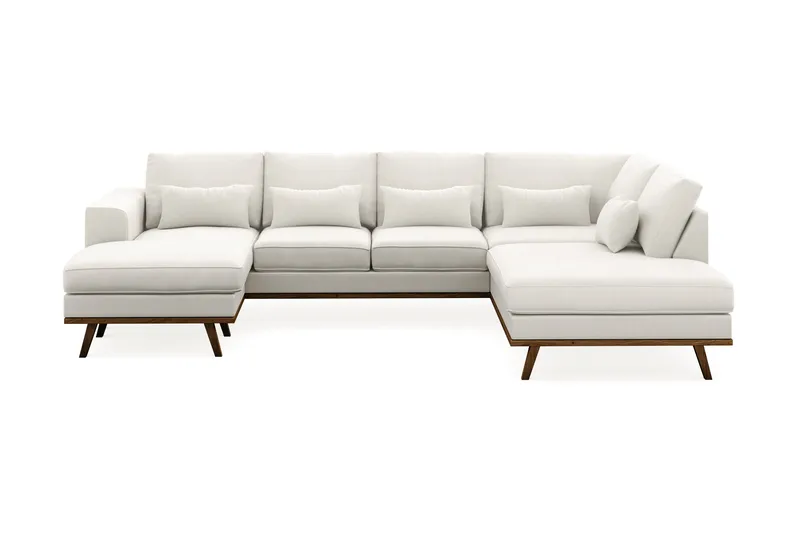 Copenhagen Compact 4-sits Högervänd U-formad Large Soffa med Divan och Schäslong i Tyg - Ljusgrå - Products - Möbler - Soffa - Divansoffa & schäslongsoffa - 4 sits soffa med divan