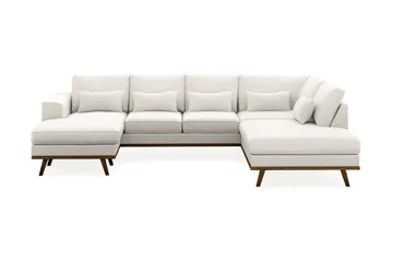 Copenhagen Compact 4-sits Högervänd U-formad Large Soffa med Divan och Schäslong i Tyg, Ljusgrå