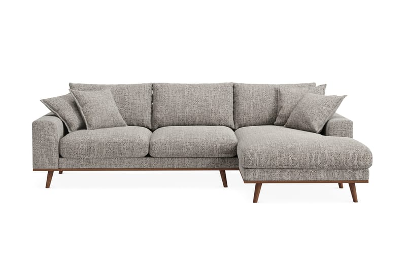 Copenhagen Premium 4-sits Högervänd L-formad Djup Divansoffa i Chenille, Grå