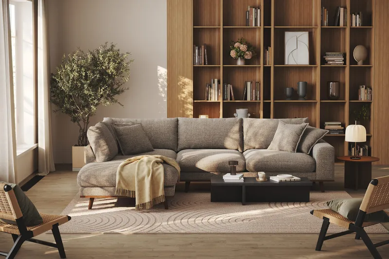 Copenhagen Premium 4-sits Vänstervänd L-formad Djup Schäslongsoffa i Chenille - Brun - Products - Möbler - Soffa - Divansoffa & schäslongsoffa - 4 sits soffa med divan