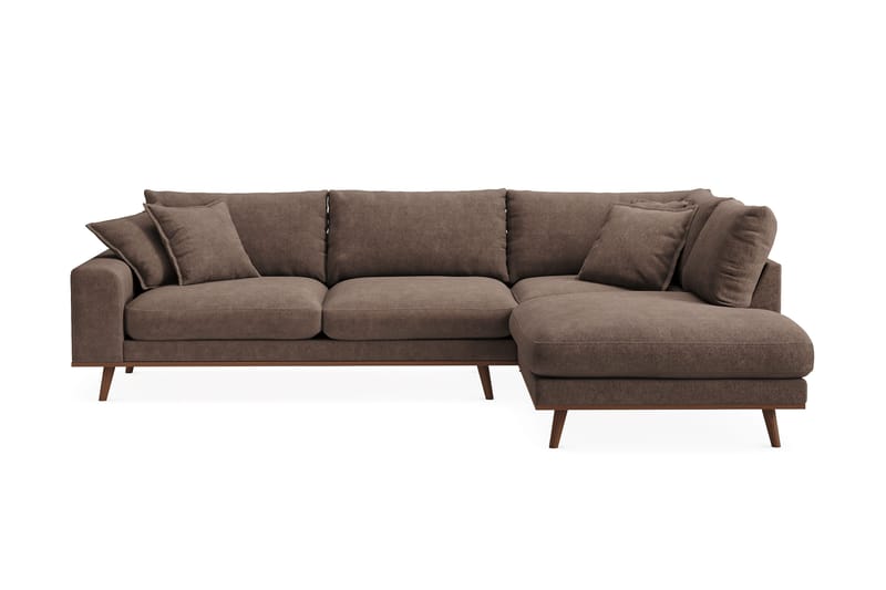Copenhagen Premium 4-sits Högervänd L-formad Djup Schäslongsoffa i Tyg, Mörkbrun