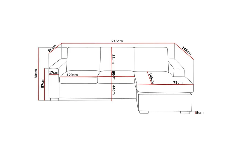Crazy 3-sits Vändbar L-formad Divansoffa i Tyg - Grå - Products - Möbler - Soffa - Divansoffa & schäslongsoffa - 3 sits soffa med divan