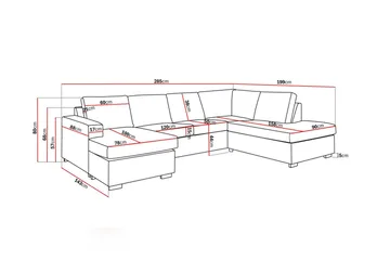 Crazy 4-sits Högervänd U-formad Large Soffa med Divan och Schäslong i Tyg - Brun - Products - Möbler - Soffa - Divansoffa & schäslongsoffa - 4 sits soffa med divan