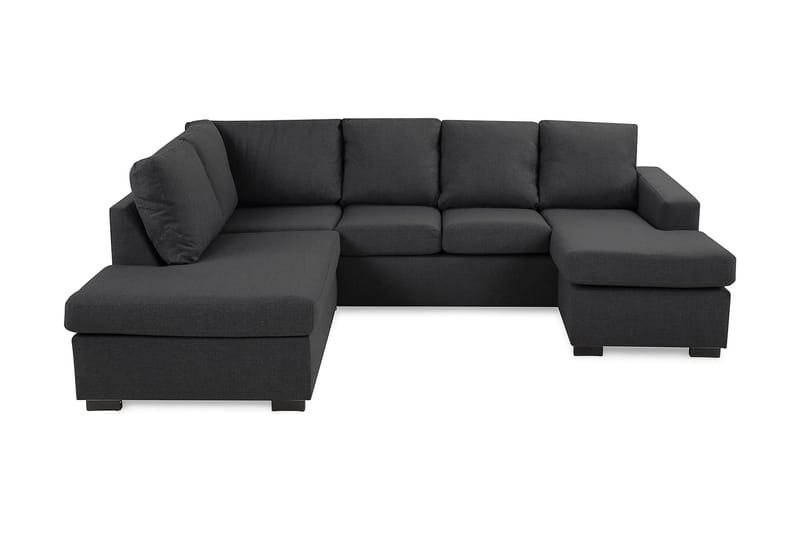 Crazy 4-sits Vänstervänd U-formad Small Soffa med Divan och Schäslong i Tyg, Mörkgrå