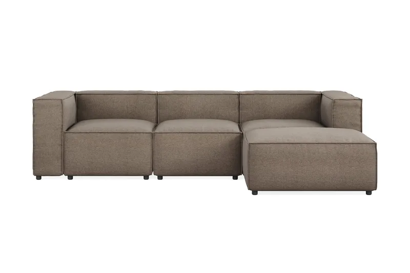Cubo 4-sits Vändbar L-formad Djup Modulsoffa med Divan i Tyg, Grå
