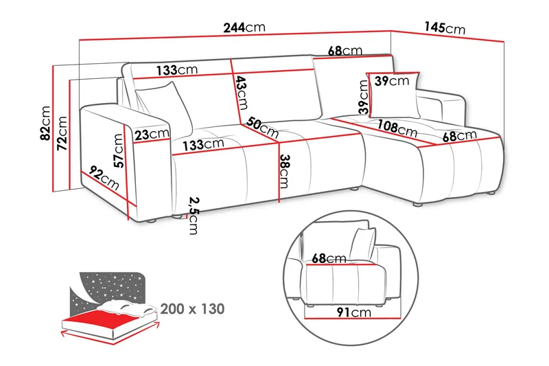 Flo Bäddsoffa med Divan 3-sits - Vit - Products - Möbler - Soffa - Divansoffa & schäslongsoffa - 3 sits soffa med divan