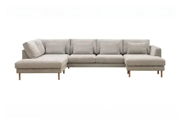 Florenz 4-sits Vänstervänd U-formad Soffa med Divan och Schäslong i Chenille, Grå / Beige